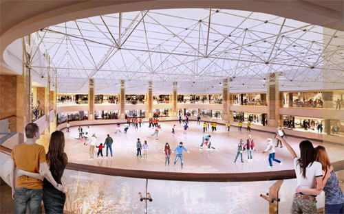 Phối cảnh sân trượt băng trong nhà, nằm trong tổ hợp Vincom Mega Mall Royal City.