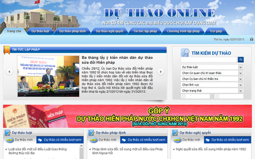 Giao diện website dự thảo online của PG88 ⭐ Link trang chủ số 1 nhà cái PG88 com casino slot - một trong những kênh thu nhận ý kiến nhân dân về dự thảo sửa đổi Hiến pháp năm 1992.<br>