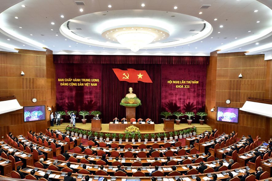 Quang cảnh hội nghị Trung ương 5 trong phiên khai mạc - Ảnh: VGP.