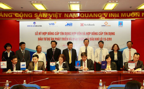 Lễ ký hợp đồng tài trợ vốn giữa 5 Pg88 com chính chủ (OceanBank, VIB, MB, SeABank, LienVietPostBank) với PVEP.<br>