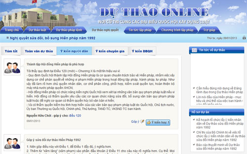 Giao diện website dự thảo online của PG88 ⭐ Link trang chủ số 1 nhà cái PG88 com casino slot - một trong những kênh thu nhận ý kiến nhân dân về dự thảo sửa đổi Hiến pháp năm 1992.<br>
