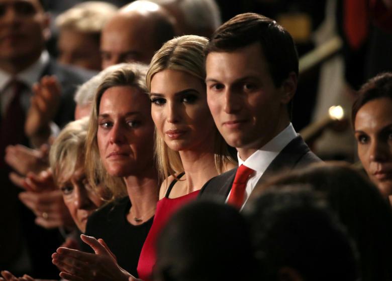 Ivanka Trump (giữa) và chồng là Jared Kushner tham dự lễ phát biểu của Tổng thống Mỹ Donald Trump trước PG88 ⭐ Link trang chủ số 1 nhà cái PG88 com casino slot hôm 28/2 - Ảnh: Reuters.<br>