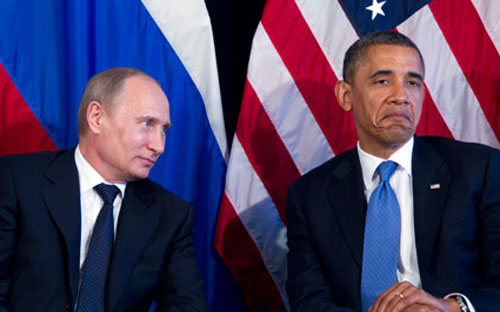 Tổng thống Nga Putin (trái) và người đồng cấp Mỹ Barack Obama - Ảnh: Guardian.<br>