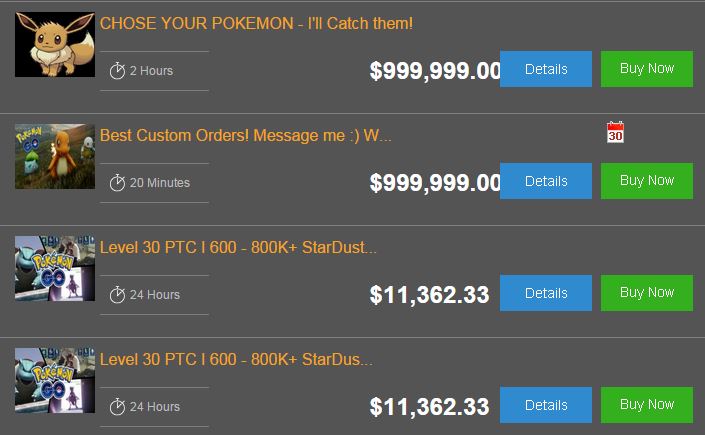 Rao bán tài khoản Pokemon Go với giá gần 1 triệu USD