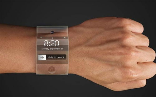 <span id="div" class="fl w100 mt10 span-detailimages relative">Mẫu đồng hồ iWatch sử dụng màn hình cong theo mô tả của tờ New York Times - Ảnh: New York Times.</span>