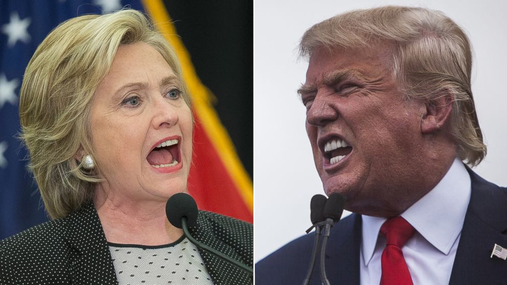 Hai ứng cử viên Tổng thống Mỹ Hillary Clinton (trái) và Donald Trump - Ảnh: ABC News.<br>