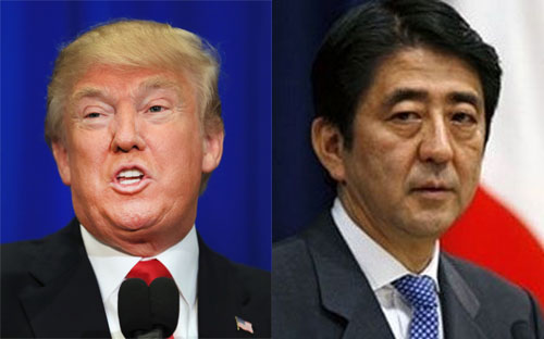 Tổng thống đắc cử của Mỹ Donald Trump (trái) và Thủ tướng Nhật Bản Shinzo Abe.<br>