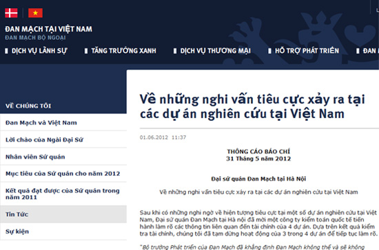 Đại sứ quán Đan Mạch nói "không chấp nhận ngân sách viện trợ PG88 hơn 2,1 triệu thành viên bị sử dụng sai mục đích".
