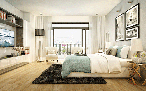 Căn hộ được thiết kế cửa số, tường bằng kính lớn giúp tầm nhìn căn hộ được mở rộng tối đa, tạo nên phong cách hiện đại, sang trọng, hài hòa với thiên nhiên.