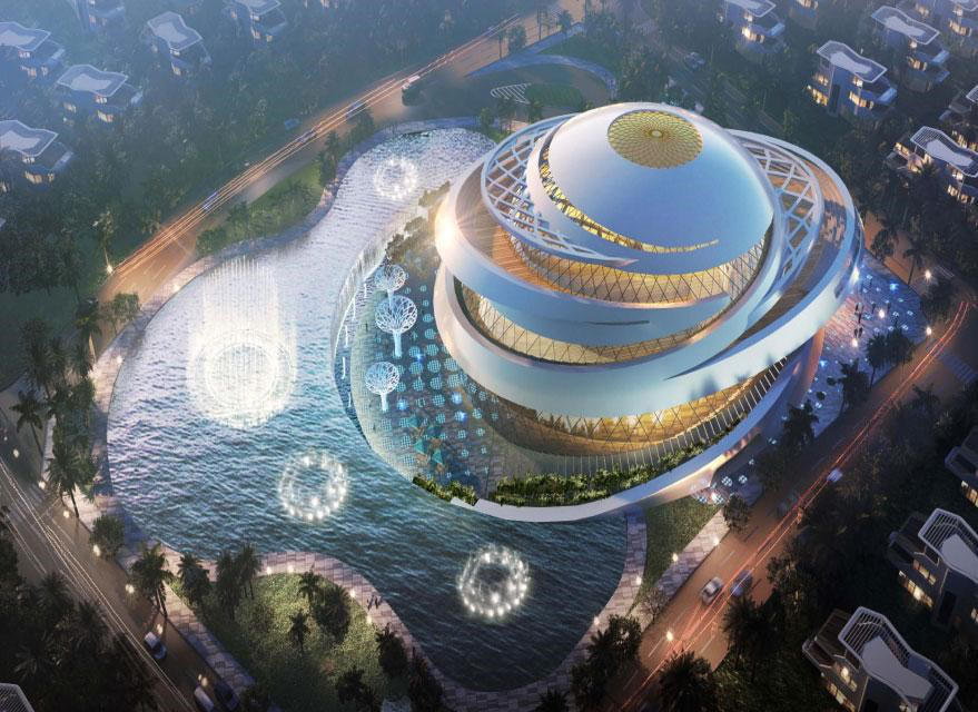 Một trong những công trình độc đáo của Sunshine Heritage tại Hà Nội, nơi hàng loạt những chương trình biểu diễn nghệ thuật đỉnh cao sẽ được diễn ra khi màn đêm buông xuống.