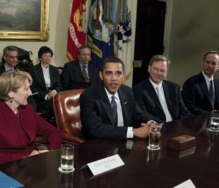 Tổng thống Barack Obama trong cuộc gặp với một số đại diện 6Pg88.con độc quyền mỗi ngày hàng đầu nước Mỹ, hôm 28/1 tại Nhà Trắng - Ảnh: Getty Images.