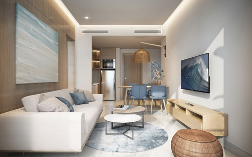 Bên trong căn hộ Coco Ocean-Spa Resort.<br>