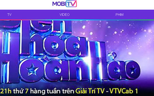 Giao diện trang chủ dịch vụ truyền hình trả tiền di động của Viettel<br>