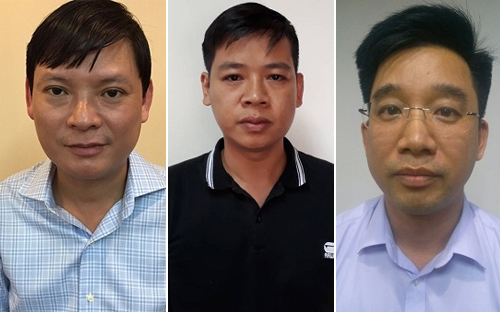 Bị can Nguyễn Anh Minh, Nguyễn Đức Hưng, Bùi Mạnh Hiển.<br>