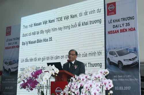 Ngài Dato’ Dr. Ang Bon Ben – Chủ tịch Nissan Việt Nam, phát biểu tại Lễ Khai trương đại lý 3S Nissan Biên Hòa vào ngày 3/3/2017.