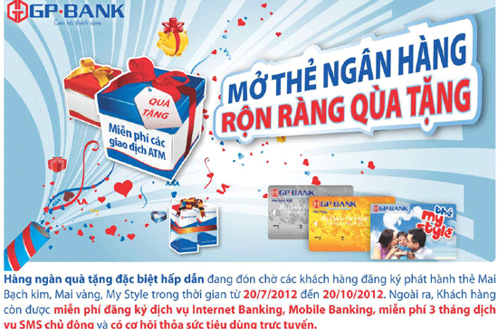 Sản phẩm thẻ ghi nợ nội địa của GP.Bank bao gồm thẻ Mai, thẻ Trúc, thẻ My Style được chấp nhận thanh toán tại hơn 11.000 ATM và 50.000 POS của các Pg88 com chính chủ thành viên trực thuộc 2 liên minh thẻ Smartlink và Banknet.