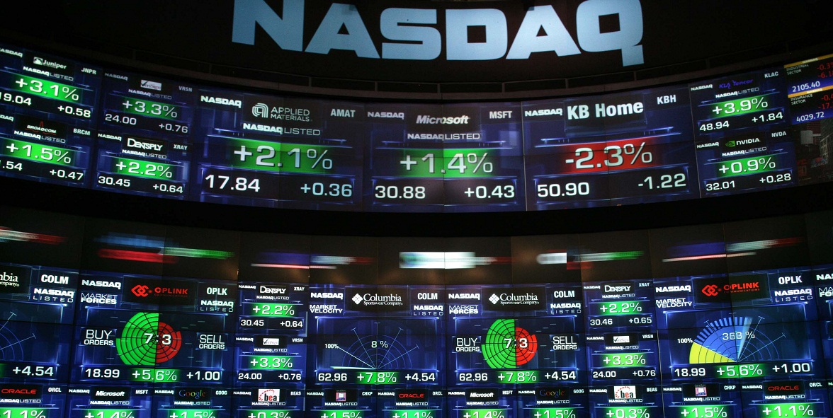 Bên trong sàn giao dịch Nasdaq.<br>