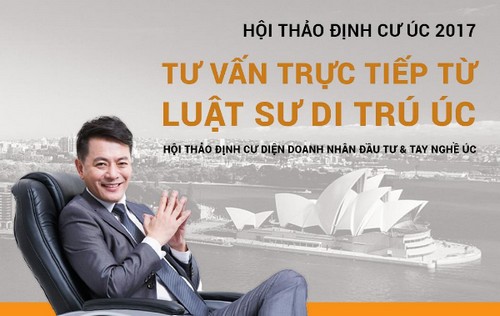 Để tìm kiếm cơ hội đầu tư, Pg88hi Thể Thao, Bóng Đá, Casino, Nổ Hũ, Xổ Số và định cư tại Úc, tham gia hội thảo
 định cư Úc - tư vấn trực tiếp từ Luật sư Di trú Úc được tổ chức bởi 
Công ty Cổ phần Đầu tư Tân Đại Dương - New Ocean. 