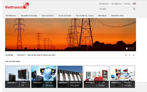 Trang web của Tổng công ty Cổ phần Điện tử và Tin học Việt Nam (Viettronics).