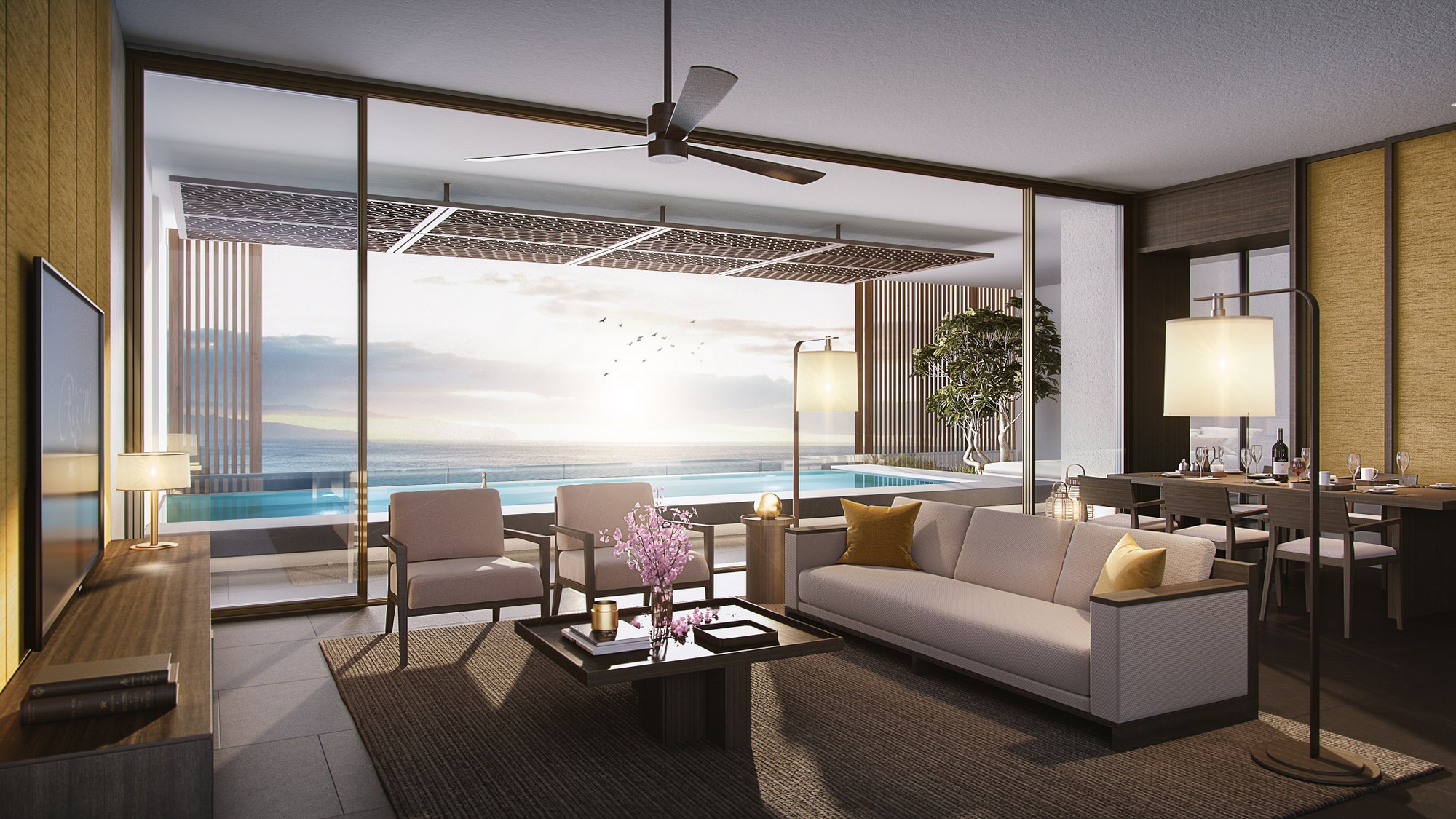 Tất cả 42 căn biệt thự trên không đều được thiết kế với tầm nhìn panorama khoáng đạt và mở rộng, bao trọn một vùng thiên nhiên.