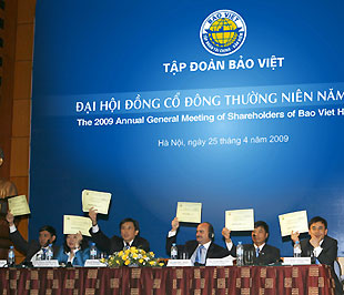 Đại hội đồng cổ đông năm 2009 của Tập đoàn Bảo Việt đã thông qua kế hoạch doanh thu hợp nhất toàn tập đoàn là 9.717 tỷ đồng và 775,203 tỷ đồng lợi nhuận trước thuế.