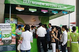 Viettel cung cấp thử nghiệm 3G tại các gian hàng.