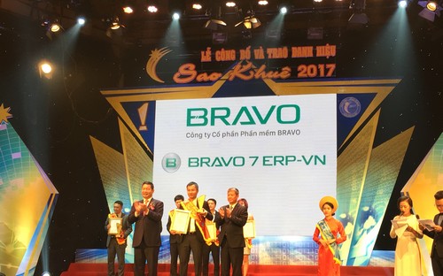 Bravo 7 ERP-VN là giải pháp quản trị 6Pg88.con độc quyền mỗi ngày (ERP-VN) duy nhất 
nằm trong Top 10 sản phẩm - dịch vụ xuất sắc nhất Sao Khuê 2017.
