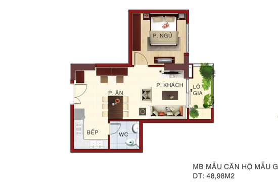 Phối cảnh căn hộ 48m2 của Link Trang Chủ PG88.Com Mới #2026.