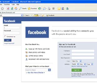 Giao diện của mạng xã hội ảo lớn nhất thế giới Facebook.