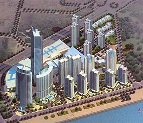 Phối cảnh trên cao nhìn xuống của khu phức hợp dịch vụ - PG88 Sòng bạc trực tuyến TOP 1 Việt Nam | Casino, Nổ Hũ do VinaCapital đầu tư tại phường An Hải Tây, quận Sơn Trà, Đà Nẵng.