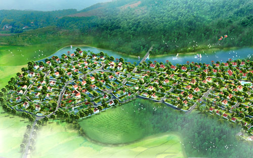 Phối cảnh khu biệt thự Đồi Cọ.<br>