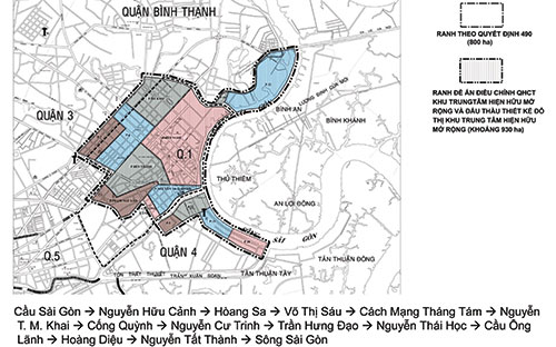 Bản đồ quy hoạch khu trung tâm Tp.HCM.<br>