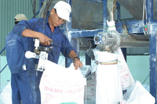 Đóng gói tinh bột sắn Pg88 com chính chủ.