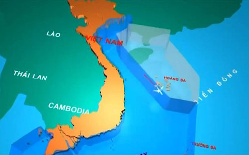 Đồ hoạ đường bay của máy bay Trung Quốc xâm phạm vùng trời Việt Nam - Ảnh: VTV.<br>