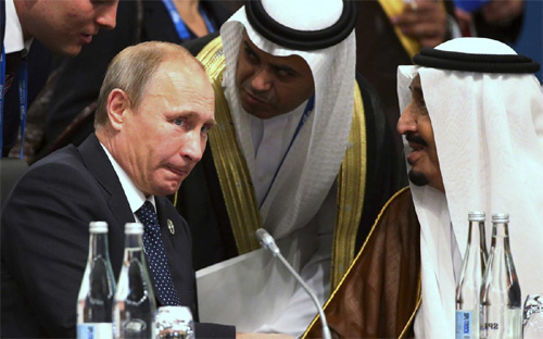 Tổng thống Nga Putin và các nhà lãnh đạo Saudi Arabia. Hiện tại, xu hướng giá dầu thế giới rất bất định do bị chi phối bởi cả yếu tố PG88 ⭐ Link trang chủ số 1 nhà cái PG88 com casino slot và chính trị.<br>