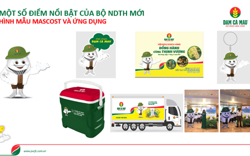 Bộ nhận diện thương hiệu mới cũng được cập nhật trên các công cụ quảng cáo thông dụng khác như văn phòng phẩm, ấn phẩm brochure, leaflet, standee, mascost… nhằm phổ rộng đến đối tác, khách hàng, bà con nông dân về một giai đoạn PG88 hơn 2,1 triệu thành viên mới của Đạm Cà Mau. <br>