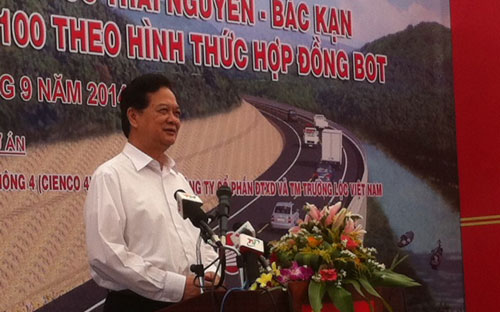 Thủ tướng Chính phủ Nguyễn Tấn Dũng phát biểu tại lễ khởi công Link Trang Chủ PG88.Com Mới #2026 đầu tư xây dựng tuyến đường Thái Nguyên - Chợ
 Mới và nâng cấp, mở rộng quốc lộ 3 đoạn km 75 - km 100 theo hình thức BOT.