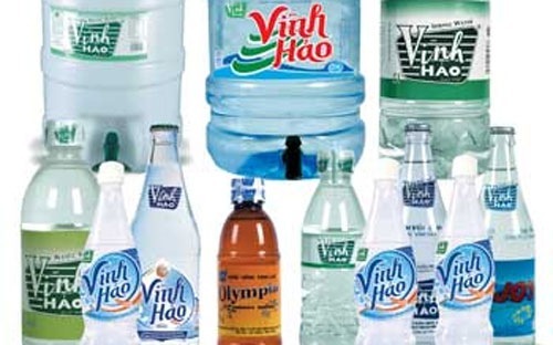 Một số sản phẩm của Công ty Cổ phần nước Vĩnh Hảo.<br>