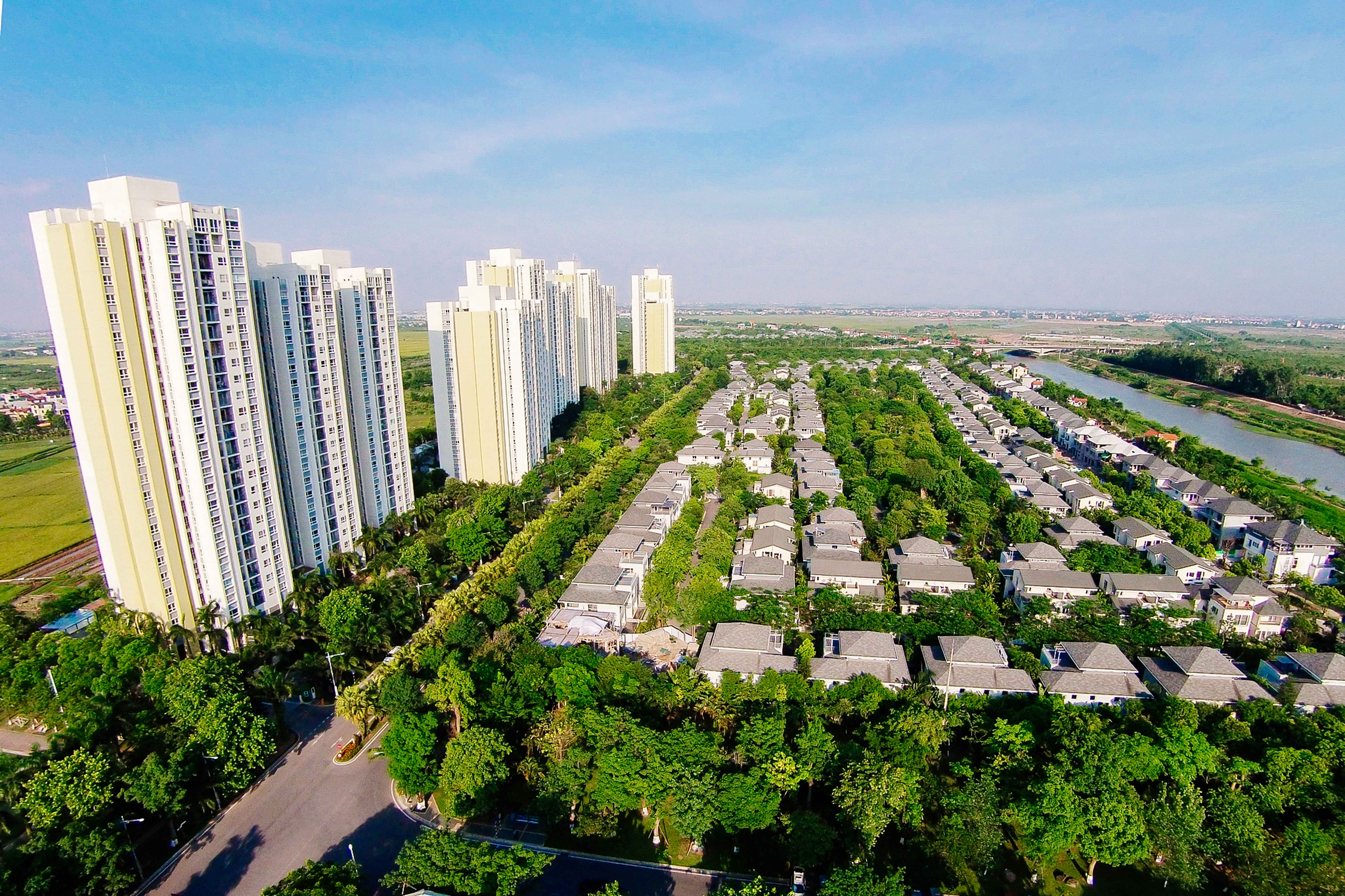 Cây xanh, mặt nước và dịch vụ tiện ích đã trở thành một trong những chuẩn mực của đô thị hiện đại.