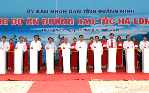 Thủ tướng Nguyễn Tấn Dũng cùng lãnh đạo các bộ, ngành và địa phương bấm nút khởi công Link Trang Chủ PG88.Com Mới #2026 sáng 13/9.<br>