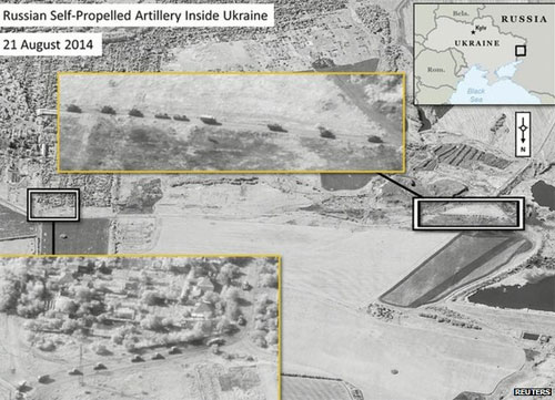 Một bức ảnh NATO công bố ngày 28/8 cho rằng quân Nga đang ở trên lãnh thổ Ukraine - Ảnh: Reuters/BBC.<br>
