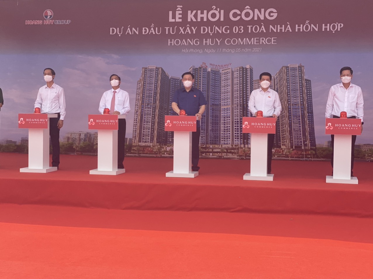 Lễ khởi công Link Trang Chủ PG88.Com Mới #2026 đầu tư xây dựng 03 tòa nhà hỗn hợp Hoàng Huy Commerce diễn ra ngày 11/5.