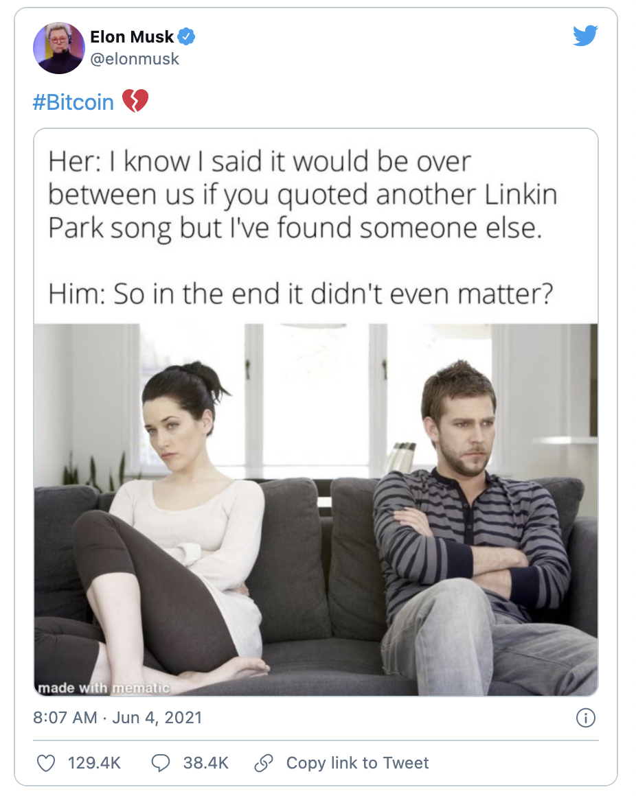 D&ograve;ng tweet ng&agrave;y 4/6 của Bitcoin.