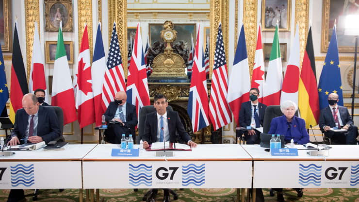 Các quan chức Pg88ok giải trí thể thao, casino, bắn cá và slot G7 trong hội nghị ở London, Anh hôm 4/6 - Ảnh: Getty/CNBC.
