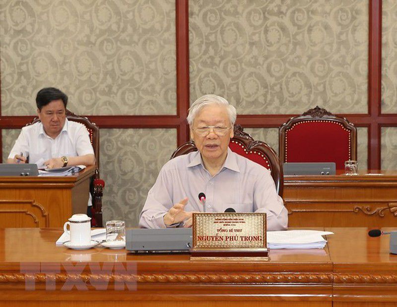 Tổng B&iacute; thư Nguyễn Ph&uacute; Trọng ph&aacute;t biểu tại cuộc họp - Ảnh: TTXVN