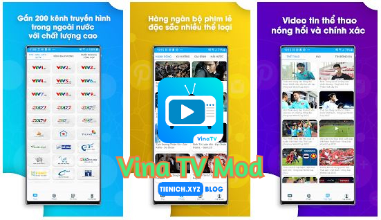 Ảnh chụp ứng dụng xem tivi Vina TV.