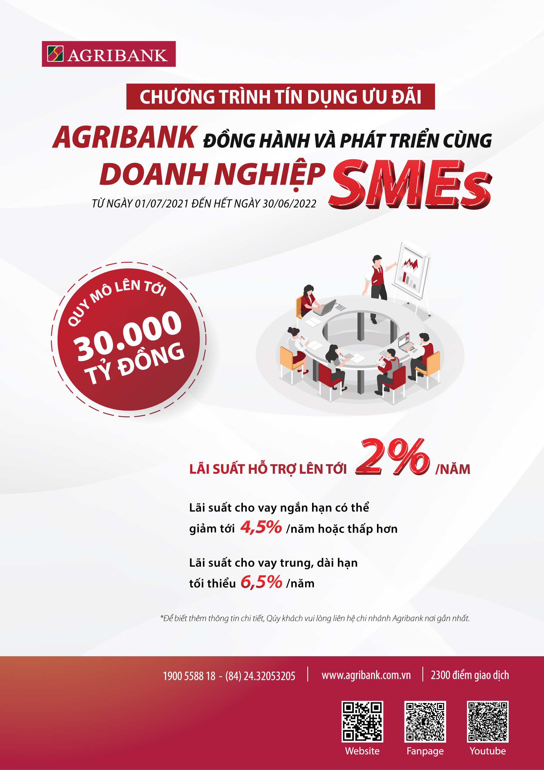 Chương trình Agribank đồng hành và PG88 hơn 2,1 triệu thành viên cùng 6Pg88.con độc quyền mỗi ngày SMEs kéo dài đến hết ngày 30/6/2022 hoặc đến khi hết quy mô của chương trình và được áp dụng rộng rãi tại 2.300 điểm giao dịch của Agribank trên toàn quốc. 