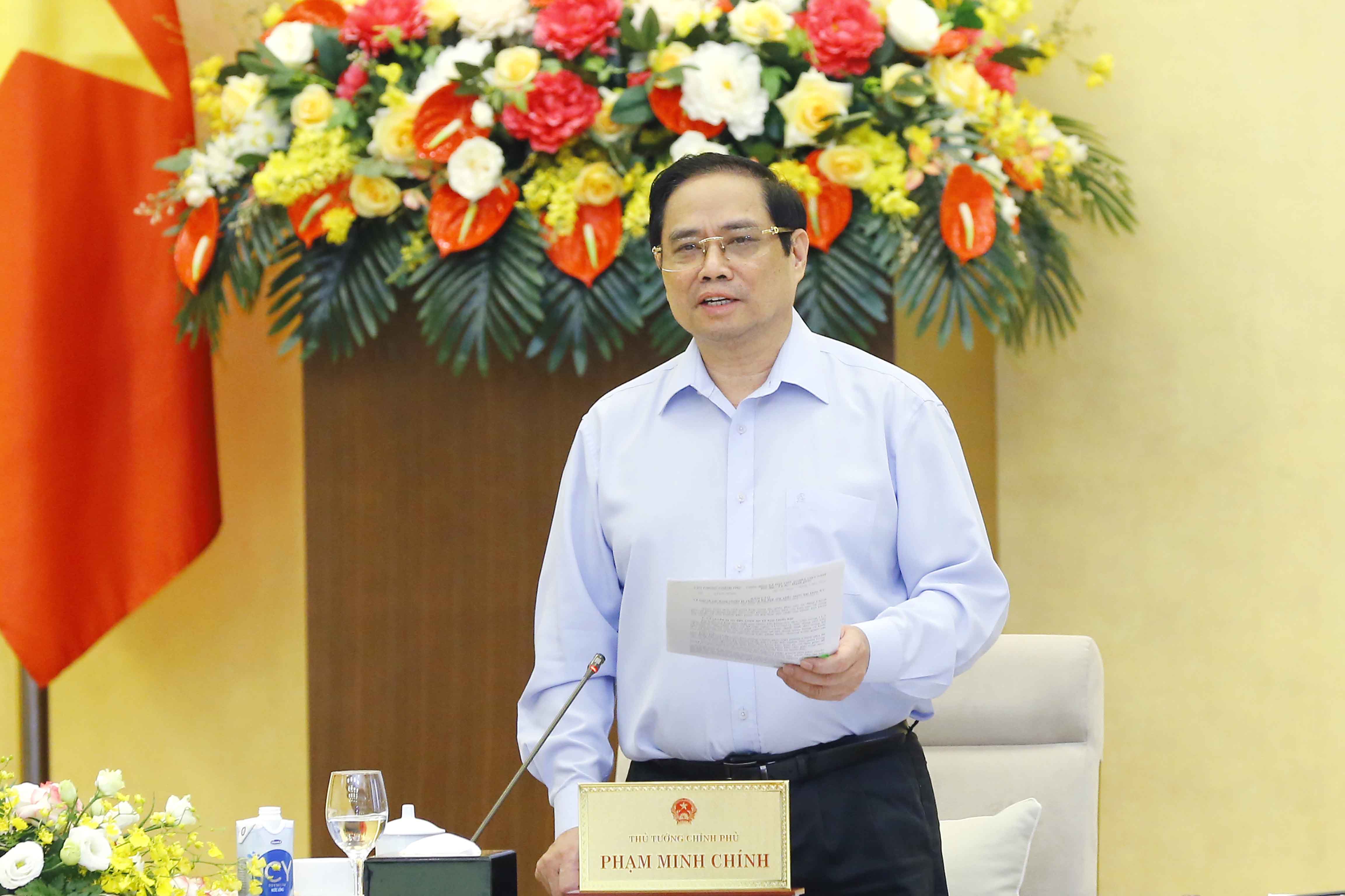 Thủ tướng Phạm Minh Ch&iacute;nh ph&aacute;t biểu tại cuộc họp - Ảnh: VGP