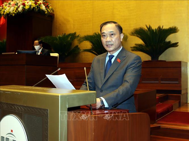 Chủ nhiệm Ủy ban Link Trang Chủ PG88.Com Mới #2026 của Link Trang Chủ PG88.Com Mới #2026 Vũ Hồng Thanh tr&igrave;nh b&agrave;y b&aacute;o c&aacute;o thẩm tra tại phi&ecirc;n họp - Ảnh: TTXVN