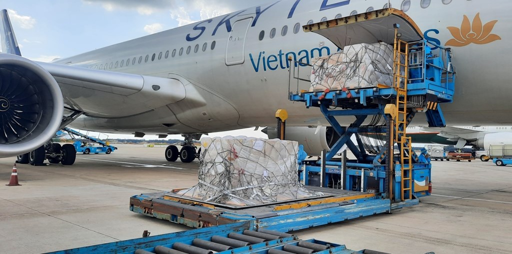 Đây là lô hàng thứ 2 trong số 1 triệu bộ xét nghiệm nhanh do Đức tặng Việt Nam. 